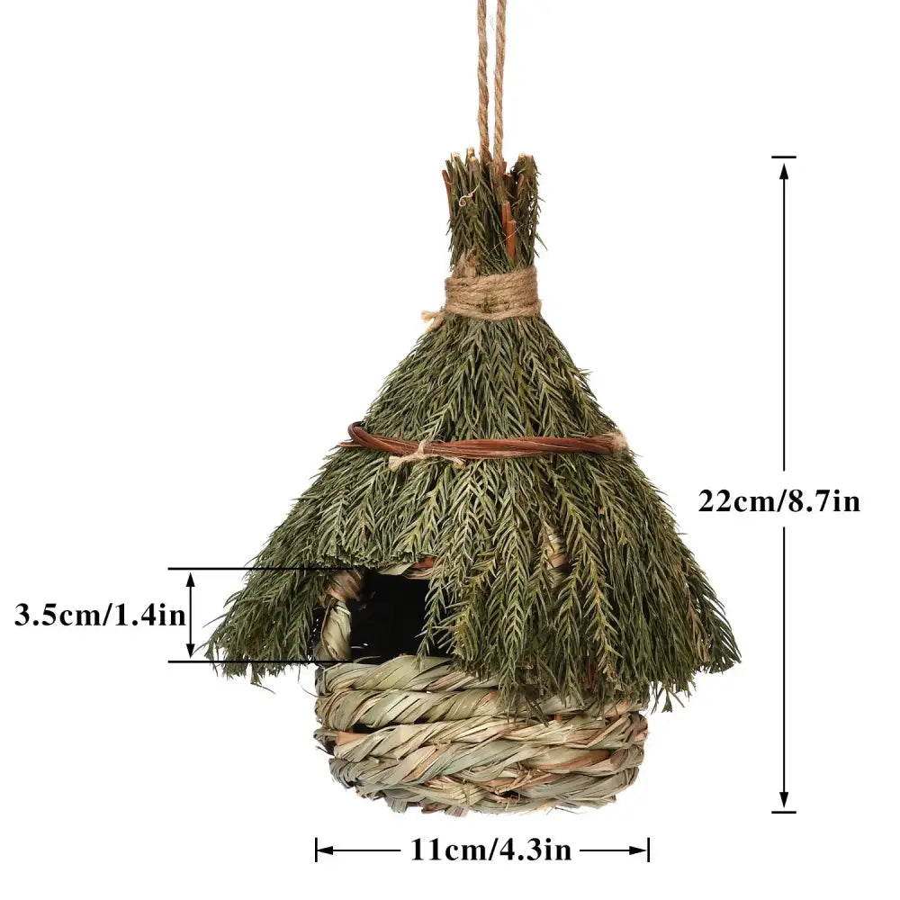 Rustic woven natural grass bird house outdoor decor garden nest