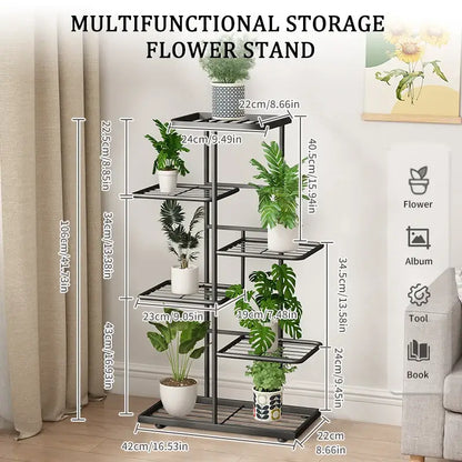 White tiered iron plant stand living room multi layer shelf