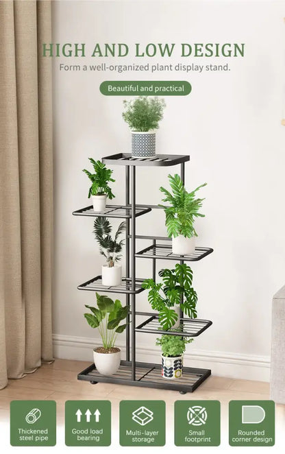 White tiered iron plant stand living room multi layer shelf