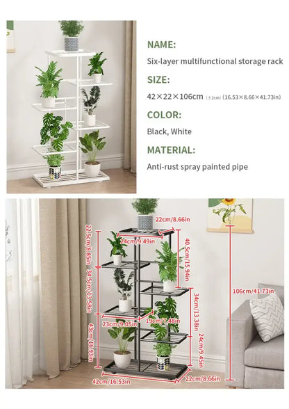 White tiered iron plant stand living room multi layer shelf