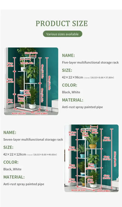 White tiered iron plant stand living room multi layer shelf