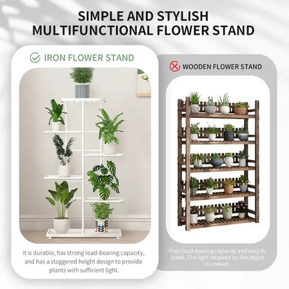 White tiered iron plant stand living room multi layer shelf