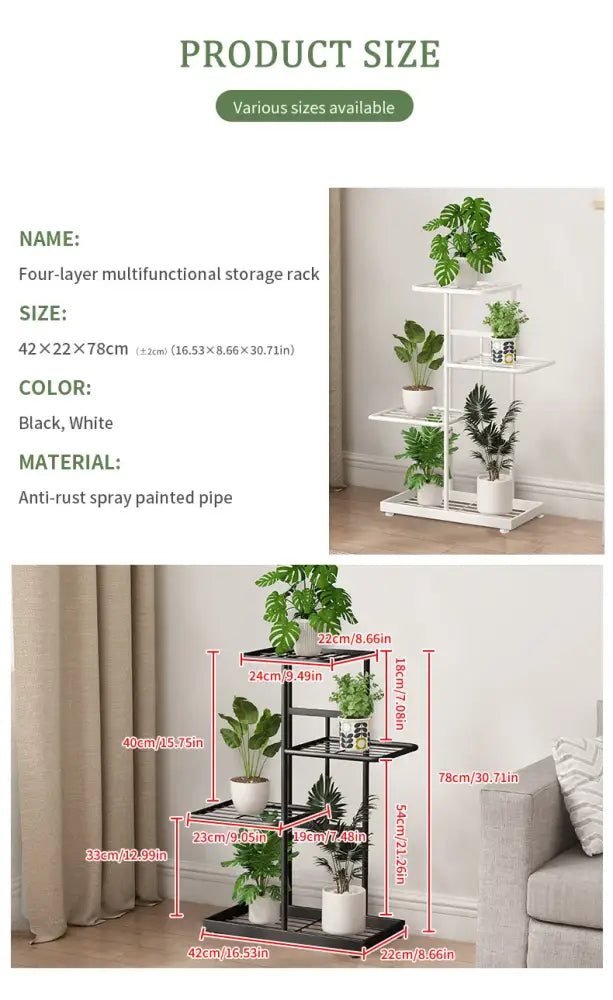 White tiered iron plant stand living room multi layer shelf