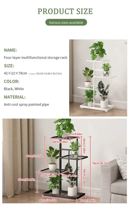 White tiered iron plant stand living room multi layer shelf