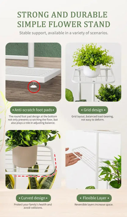 White tiered iron plant stand living room multi layer shelf