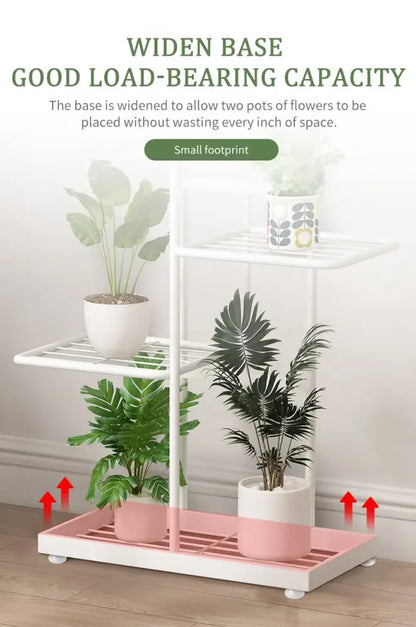White tiered iron plant stand living room multi layer shelf
