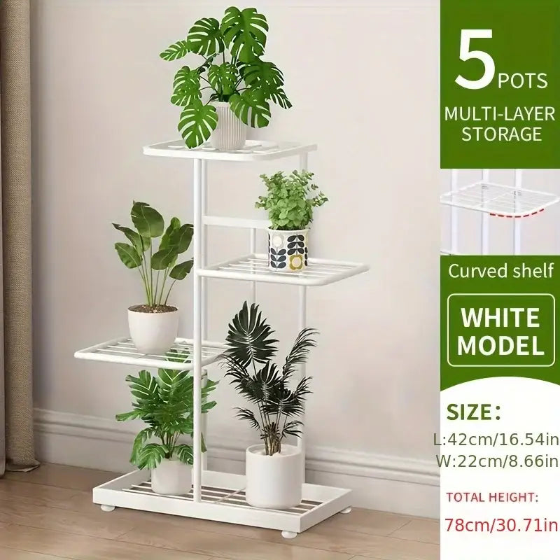 White tiered iron plant stand living room multi layer shelf