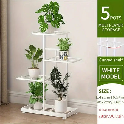 White tiered iron plant stand living room multi layer shelf