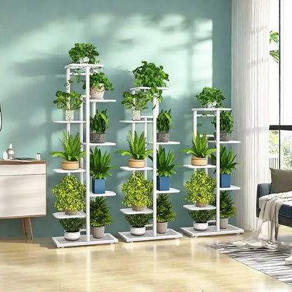 White tiered iron plant stand living room multi layer shelf