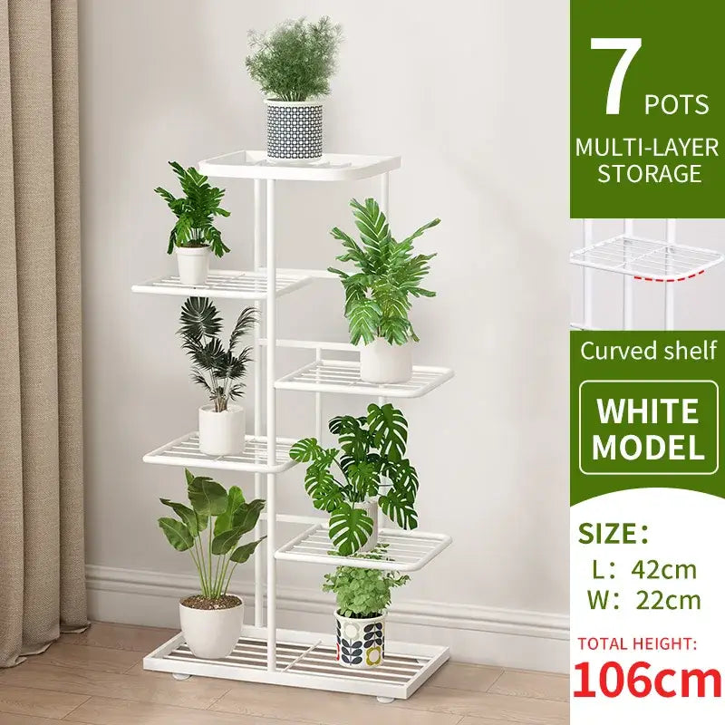 White tiered iron plant stand living room multi layer shelf