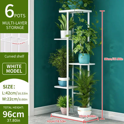 White tiered iron plant stand living room multi layer shelf