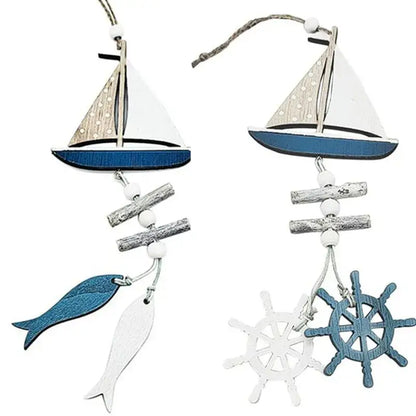 Nautical theme beige & navy blue fishing net wall decor living room