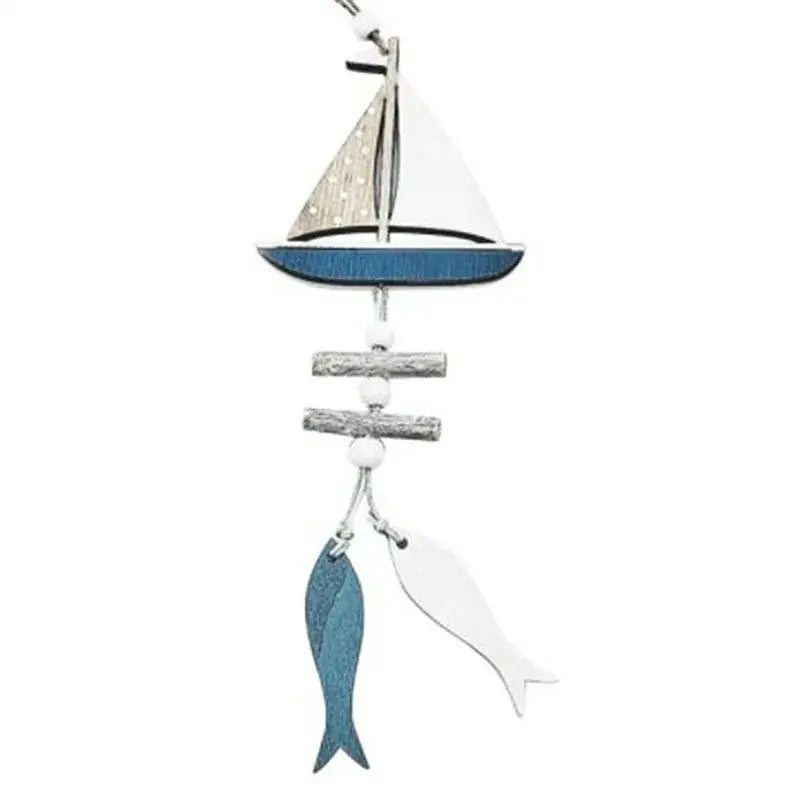 Nautical theme beige & navy blue fishing net wall decor living room