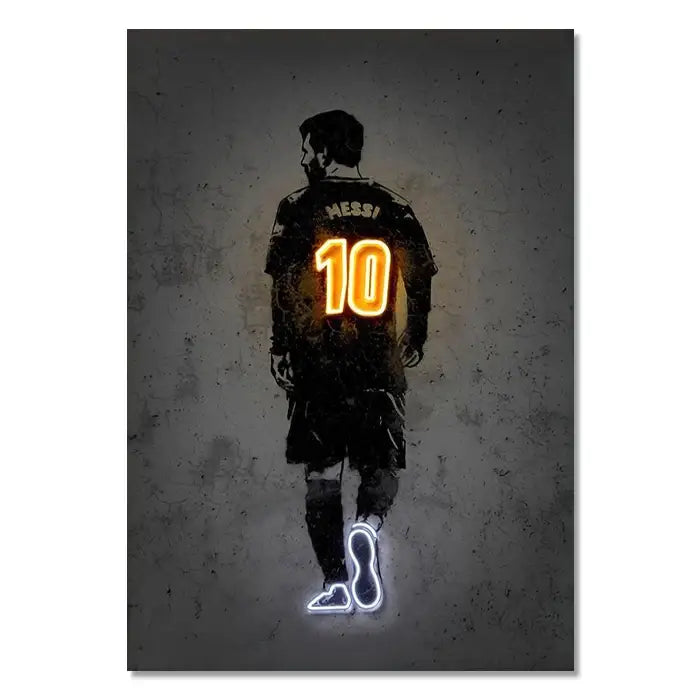 Modern ronaldo soccer stars neon wall art bedroom decor