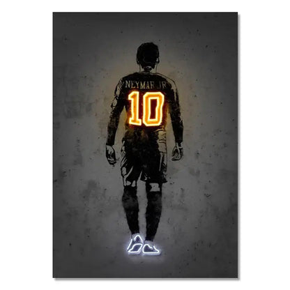 Modern ronaldo soccer stars neon wall art bedroom decor