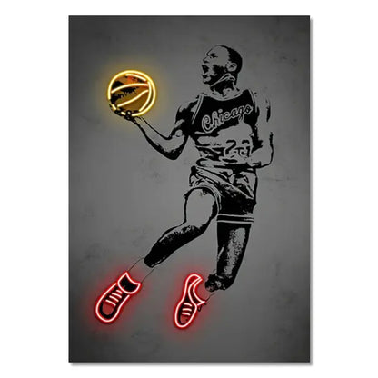 Neon football player sports stars wall art bedroom decor