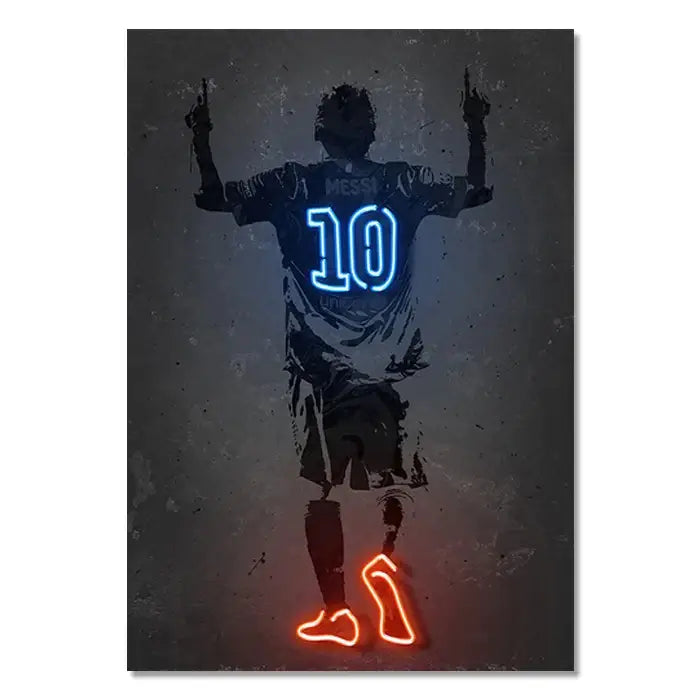 Modern blue & orange soccer sports stars wall art bedroom decor