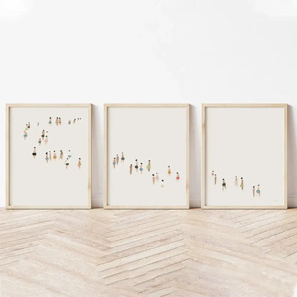 Textured beige chunky knit blanket bedroom wall art set