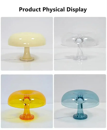 Modern glossy black led mushroom table lamp for bedroom bedside