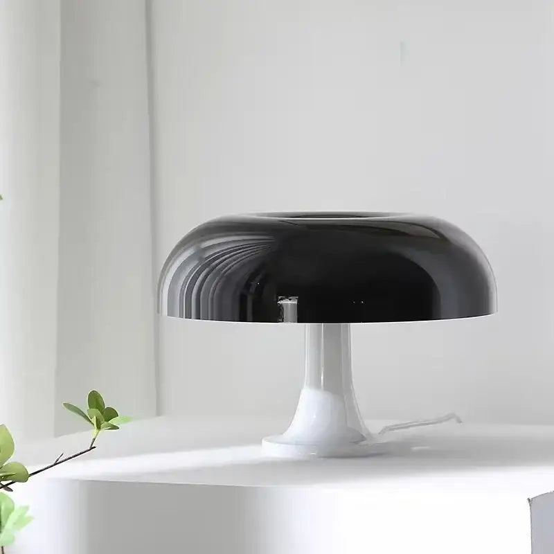 Modern glossy black led mushroom table lamp for bedroom bedside