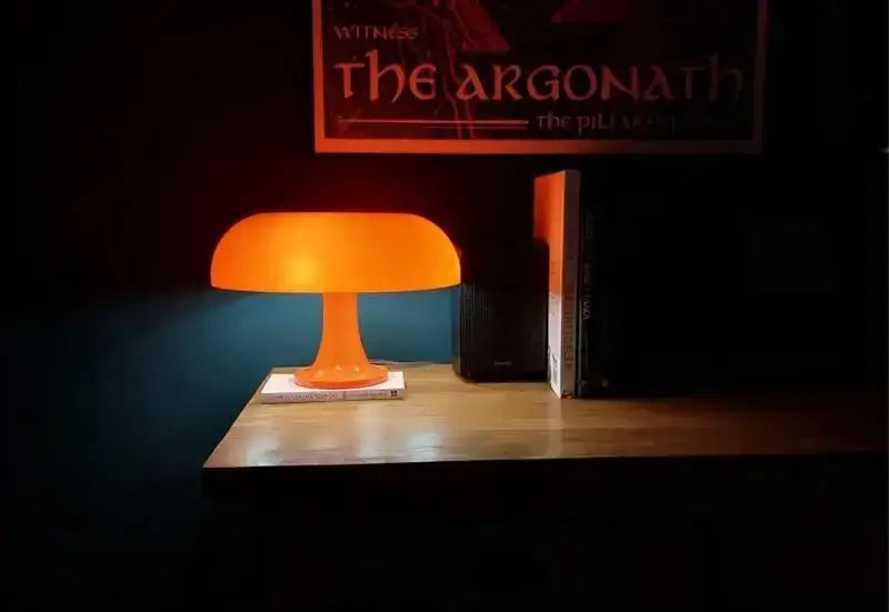 Modern glossy black led mushroom table lamp for bedroom bedside