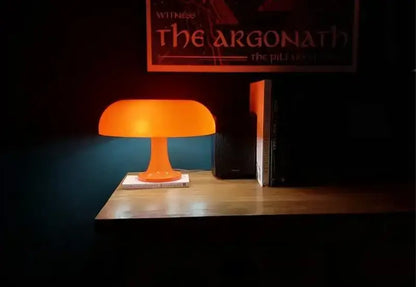 Modern glossy black led mushroom table lamp for bedroom bedside
