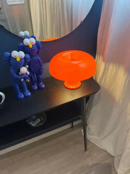 Modern glossy black led mushroom table lamp for bedroom bedside