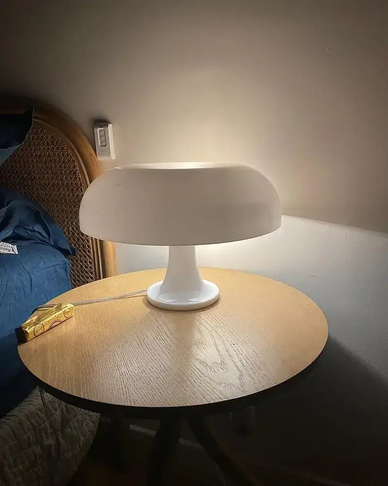 Modern glossy black led mushroom table lamp for bedroom bedside