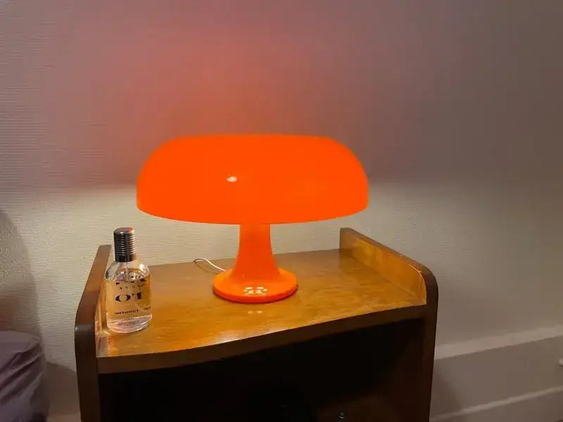 Modern glossy black led mushroom table lamp for bedroom bedside