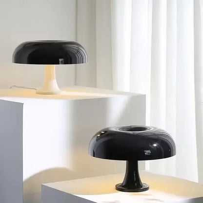 Modern glossy black led mushroom table lamp for bedroom bedside