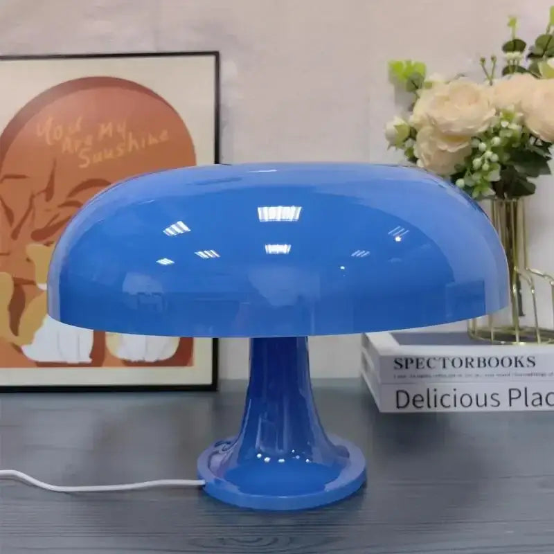 Modern glossy black led mushroom table lamp for bedroom bedside