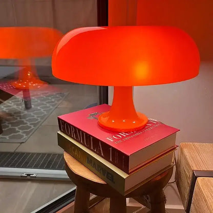 Modern glossy black led mushroom table lamp for bedroom bedside