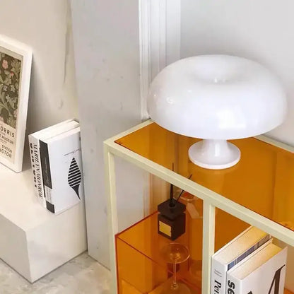 Modern glossy black led mushroom table lamp for bedroom bedside