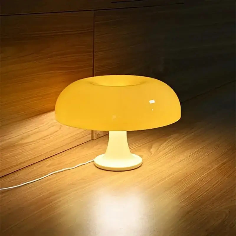 Modern glossy black led mushroom table lamp for bedroom bedside