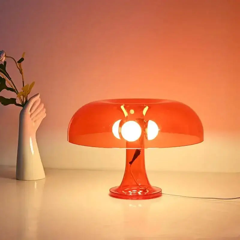 Modern glossy black led mushroom table lamp for bedroom bedside
