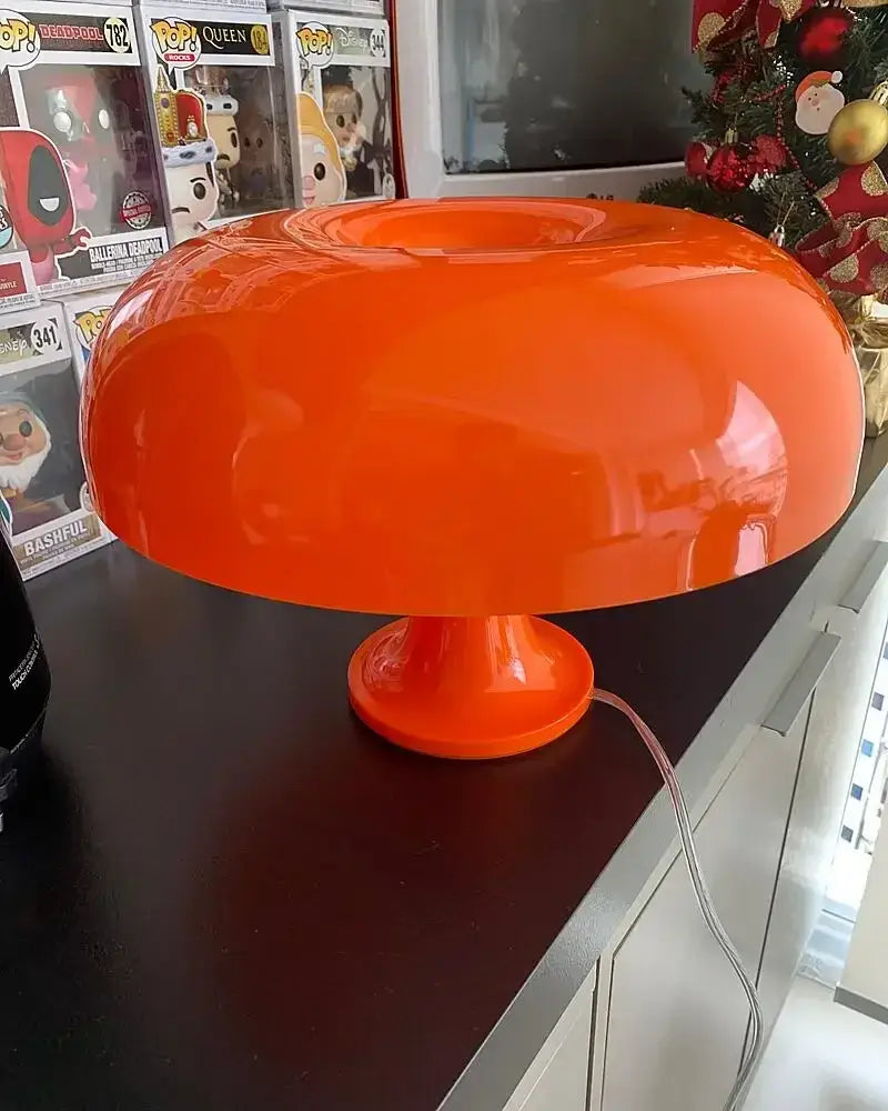 Modern glossy black led mushroom table lamp for bedroom bedside