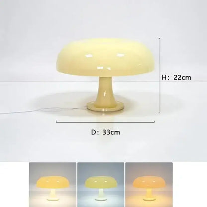 Modern glossy black led mushroom table lamp for bedroom bedside