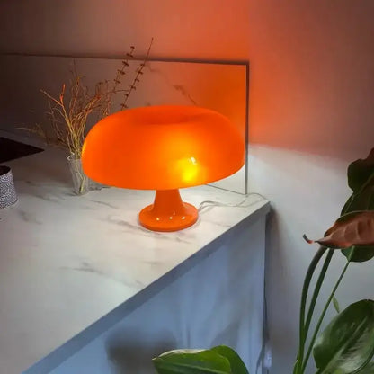 Modern glossy black led mushroom table lamp for bedroom bedside