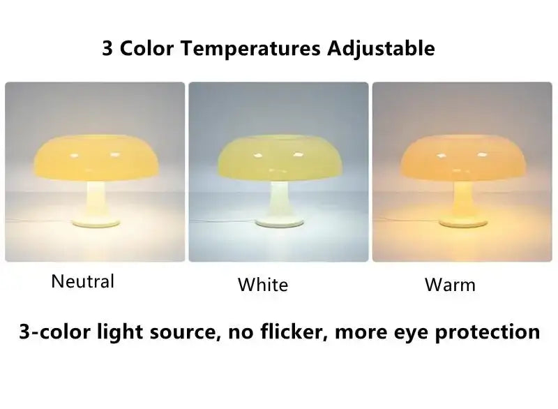 Modern glossy black led mushroom table lamp for bedroom bedside