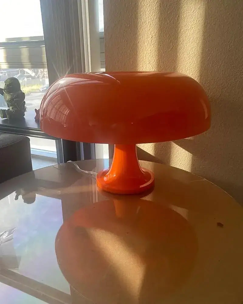 Modern glossy black led mushroom table lamp for bedroom bedside