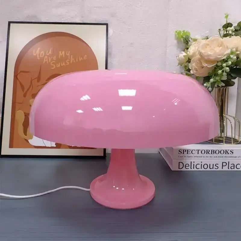Modern glossy black led mushroom table lamp for bedroom bedside