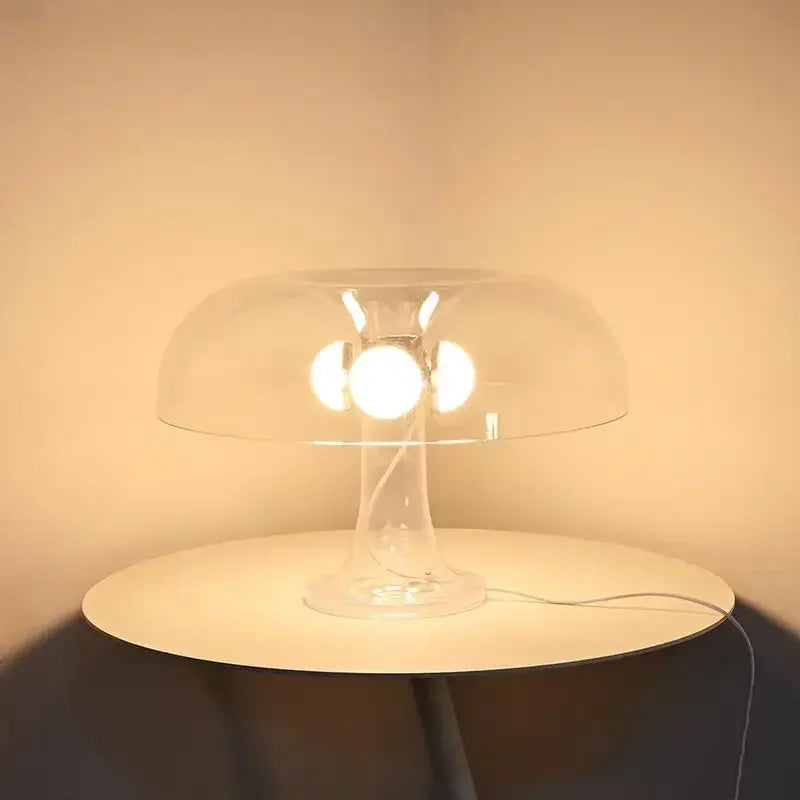 Modern glossy black led mushroom table lamp for bedroom bedside