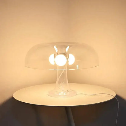 Modern glossy black led mushroom table lamp for bedroom bedside