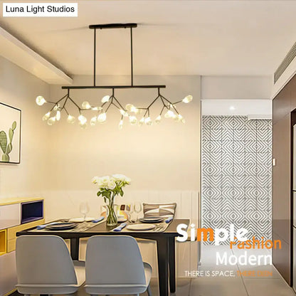 Modern gold tree branch glass pendant lamp dining room