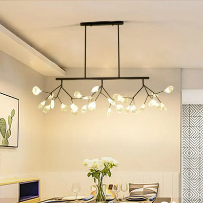 Modern gold tree branch glass pendant lamp dining room