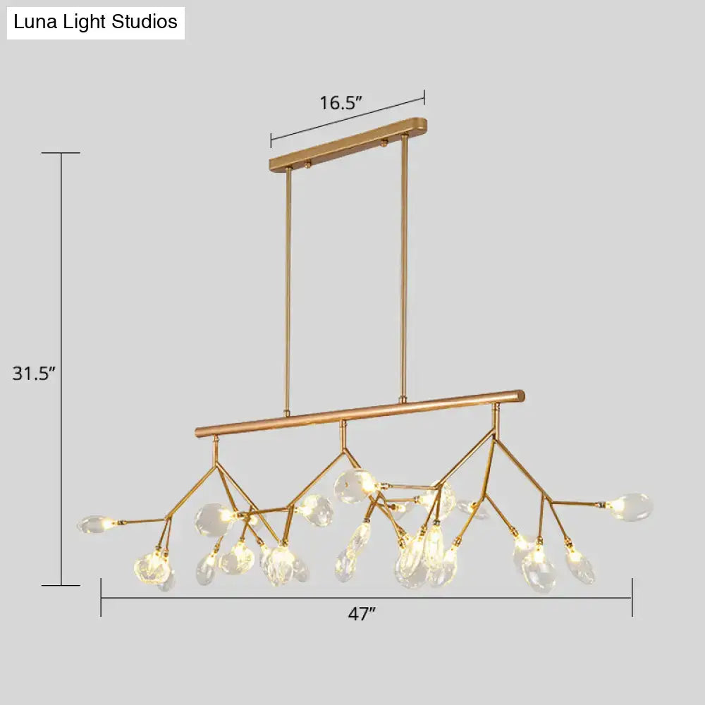 Modern gold tree branch glass pendant lamp dining room