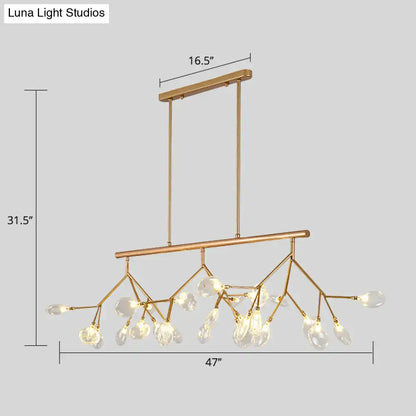 Modern gold tree branch glass pendant lamp dining room