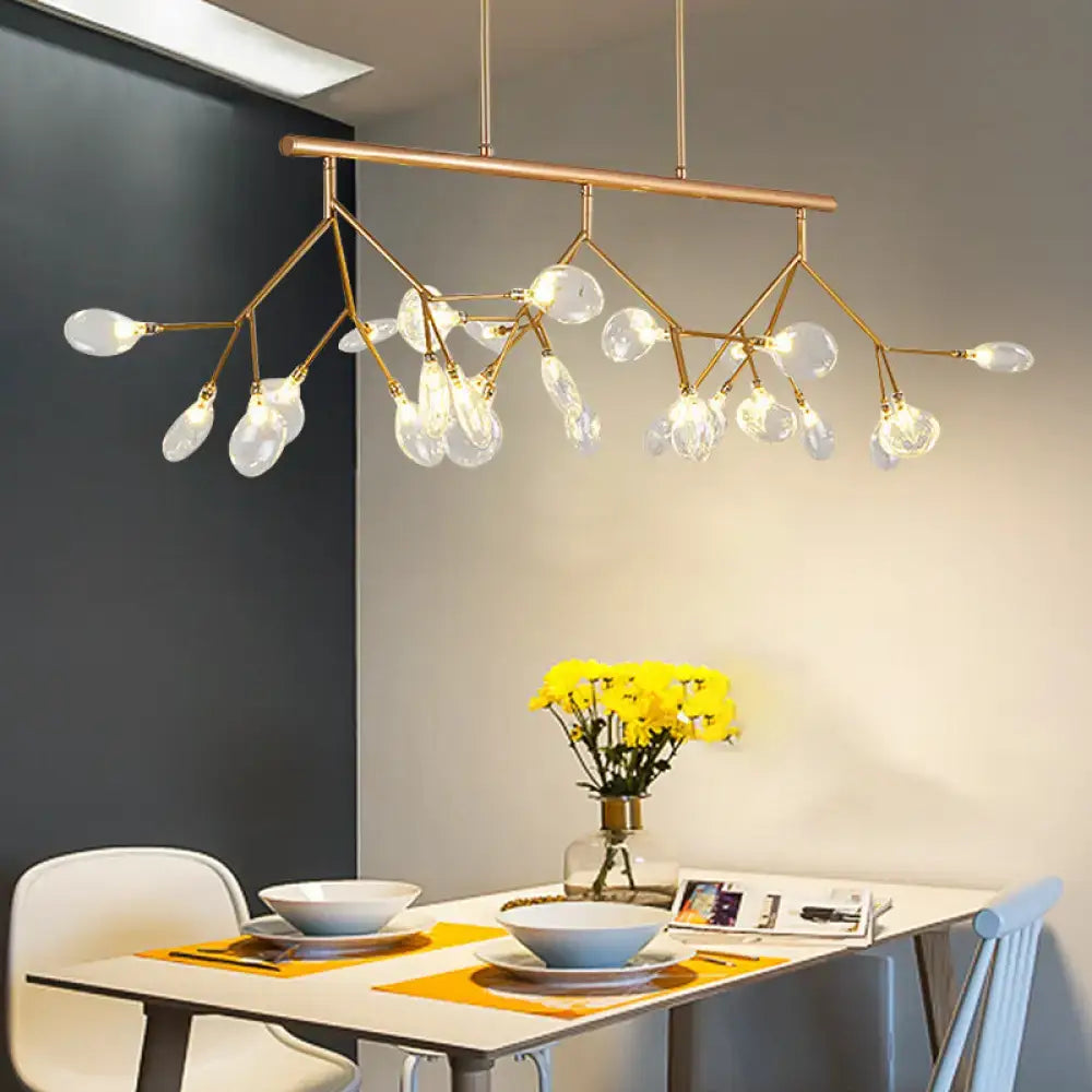 Modern gold tree branch glass pendant lamp dining room