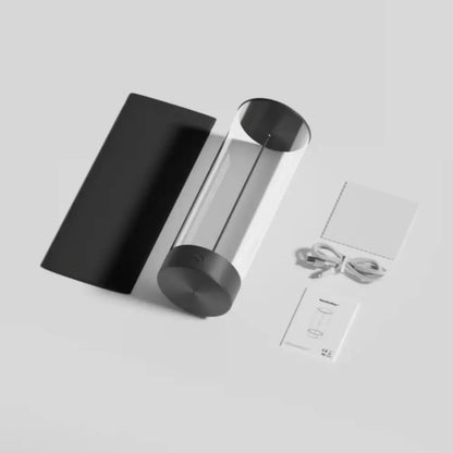 Modern black & clear glass battery operated table lamp bedroom light