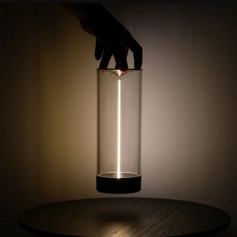 Modern black & clear glass battery operated table lamp bedroom light